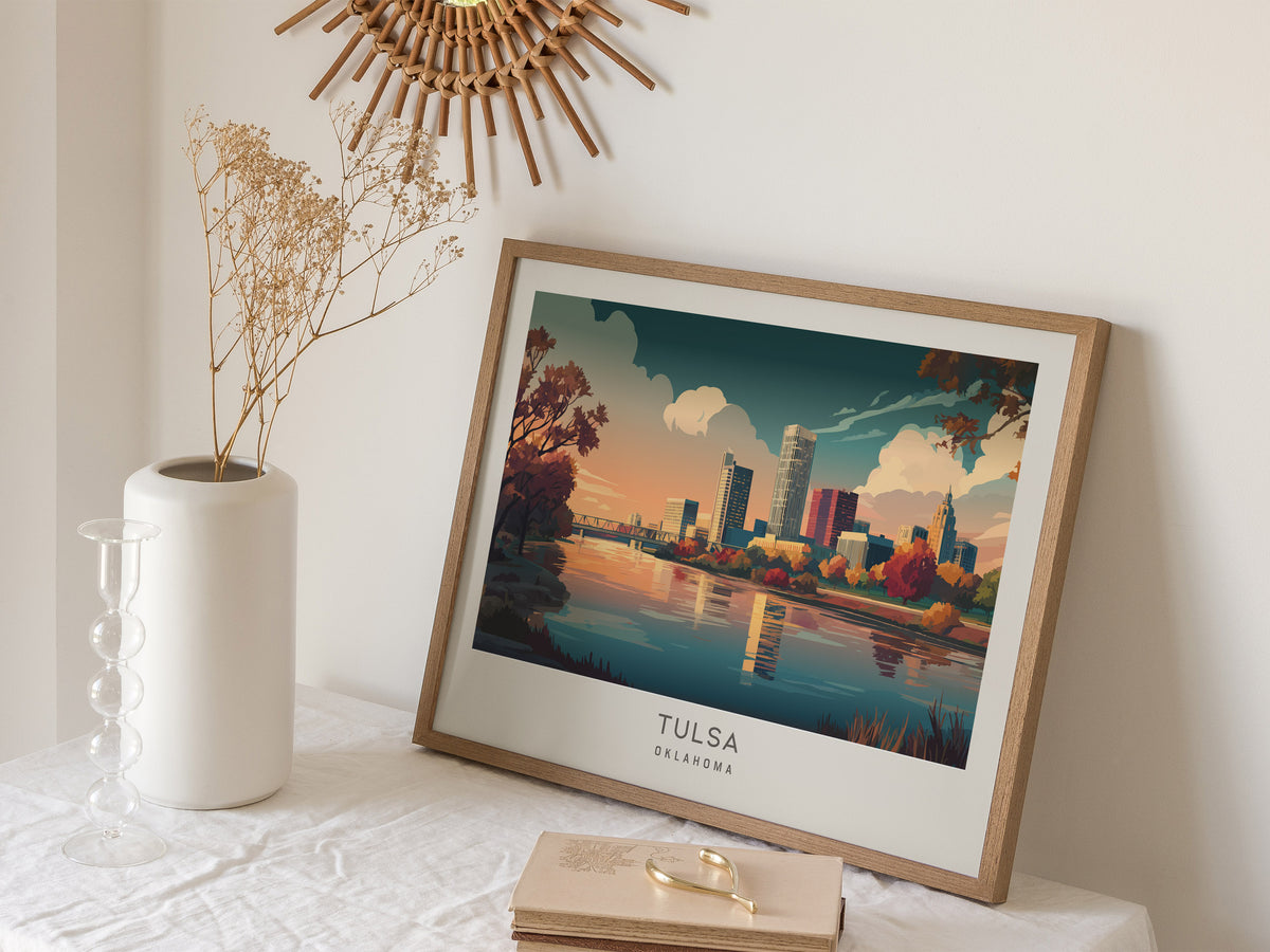 Tulsa Landscape Matte Border Poster | Oklahoma Travel Wall Art — 16x20 in