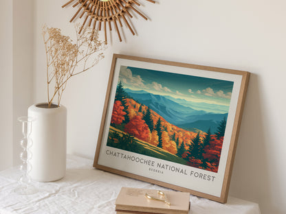 Chattahoochee National Forest Landscape Matte Border Poster | Georgia Travel Wall Art — 16x20 in