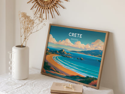 Crete Landscape Poster | Greece Beach House Decor Framed or Unframed Wall Art — 16x20 in