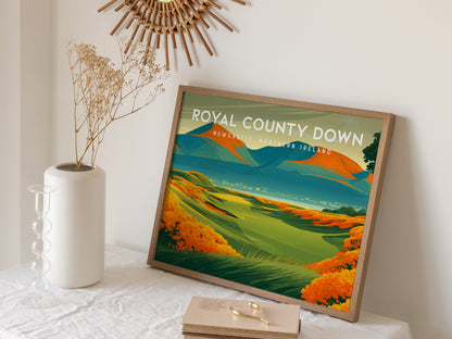 Royal County Down, Newcastle, Northern Ireland Poster | Landscape Links Poster Golf Wall Art — 16x20 in
