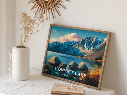 Convict Lake Landscape, Eastern Sierra, California Poster | Framed or Unframed Alpine Art Print — 16x20 in
