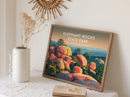 Elephant Rocks State Park Landscape Poster | Belleview, Missouri Framed or Unframed Travel Gift — 16x20 in