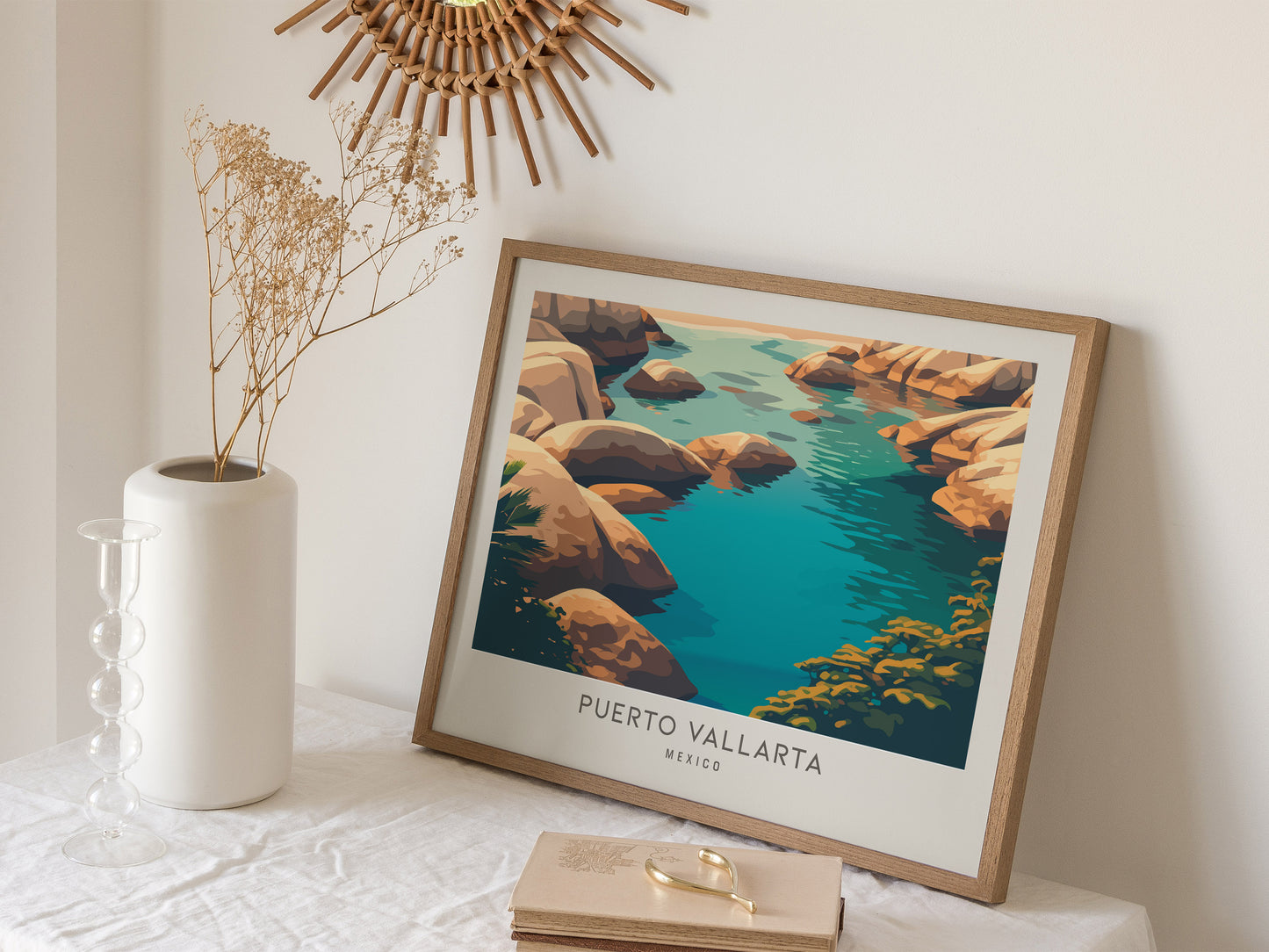 Puerto Vallarta Landscape Matte Border Poster | Travel Wall Art — 16x20 in