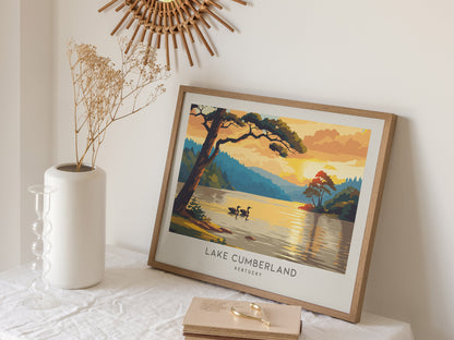 Lake Cumberland Landscape Matte Border Poster | Kentucky Travel Wall Art — 16x20 in