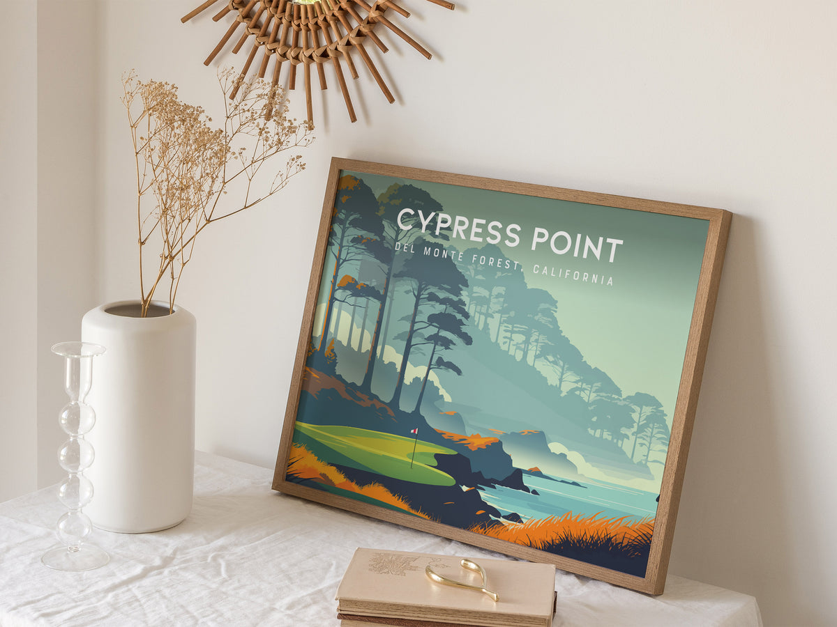 Cypress Point Landscape Poster | Del Monte Forest, California Golf Wall Art Framed or Unframed — 16x20 in