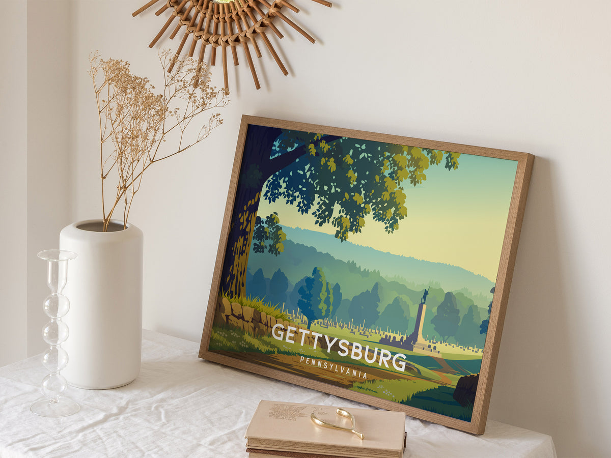 Gettysburg, Pennsylvania Landscape Poster | Historic Civil War Battlefield Travel Wall Art — 16x20 in