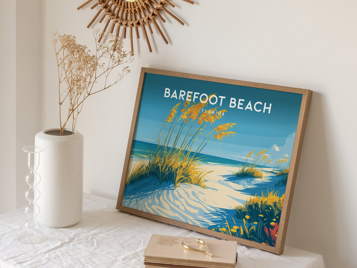 Barefoot Beach, Florida Poster | Tropical Shoreline Landscape Coastal Decor Wall Art — 16x20 in