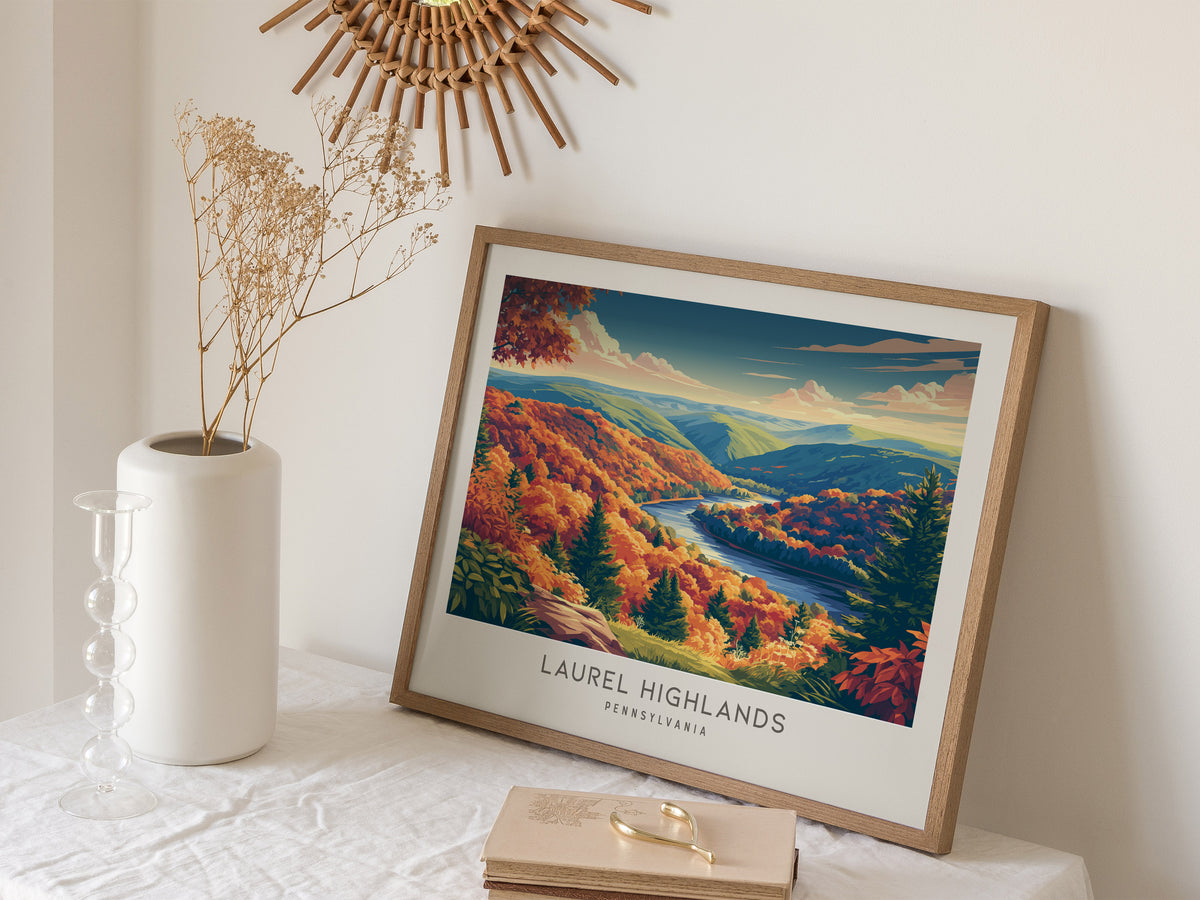 Laurel Highlands Landscape Matte Border Poster | Pennsylvania Vacation Wall Art — 16x20 in