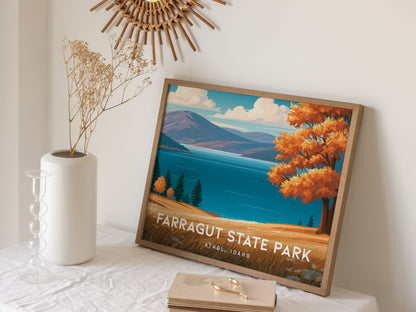 Farragut State Park Landscape Poster | Athol, Idaho Lakeside Pine Forest Framed or Unframed Wall Art — 16x20 in