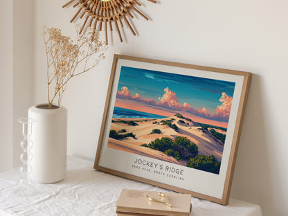 Jockey's Ridge Landscape Matte Border Poster | Nags Head, North Carolina Vacation Wall Art — 16x20 in