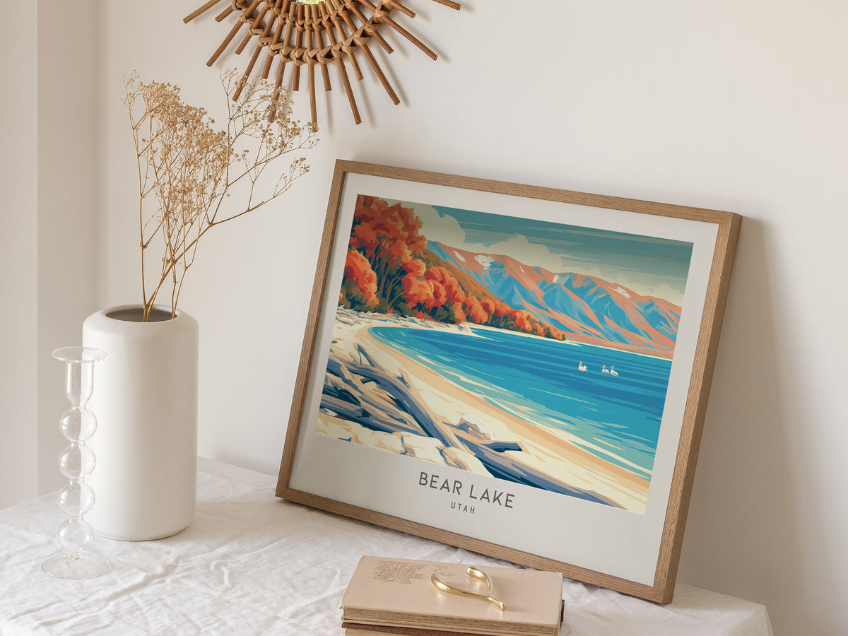 Bear Lake Landscape Matte Border Poster | Utah Destination Print Vacation Wall Art — 16x20 in