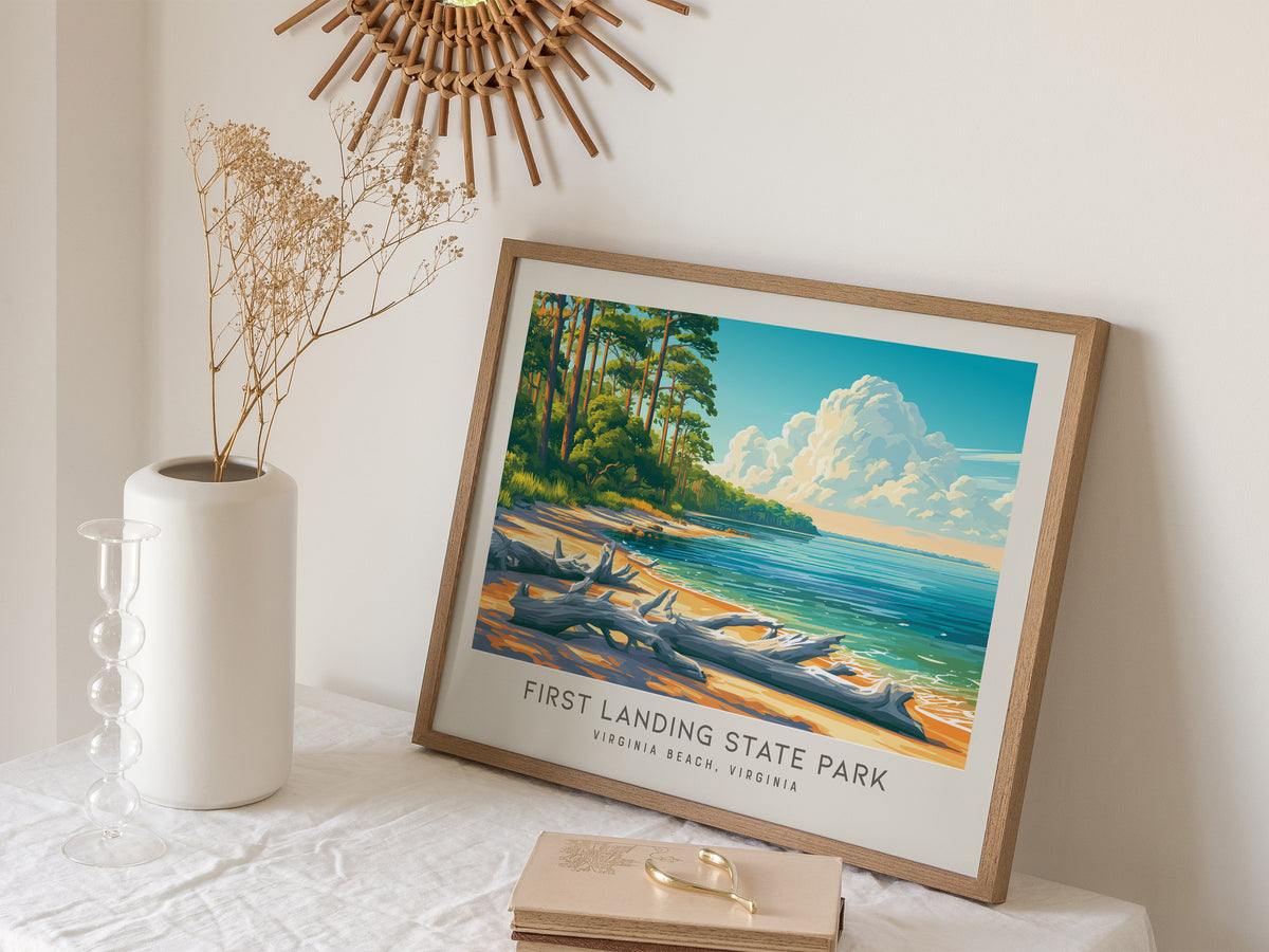 First Landing State Park Landscape Matte Border Poster | Virginia Beach, Virginia Vacation Wall Art — 16x20 in