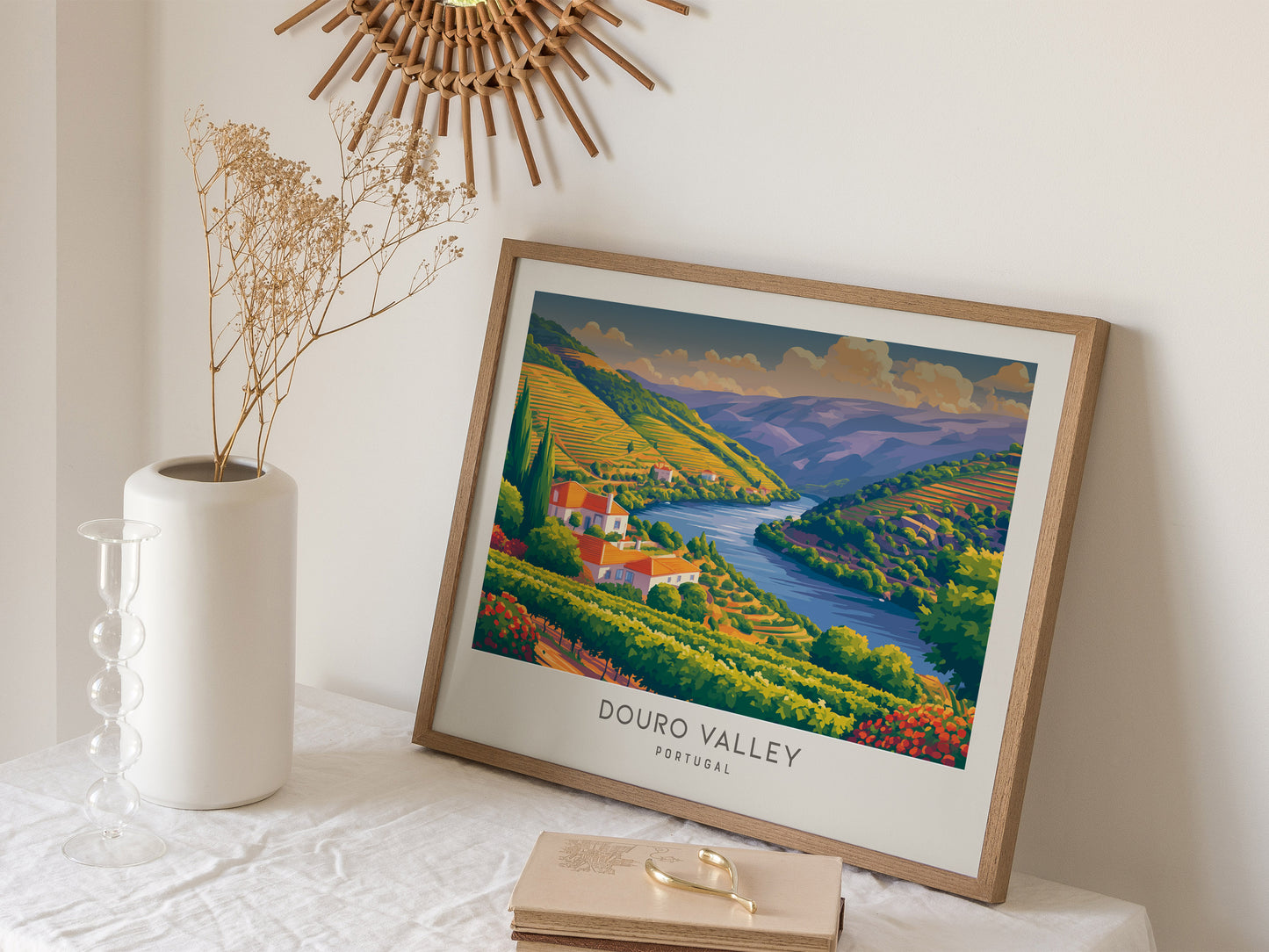 Douro Valley Landscape Matte Border Poster | Portugal Travel Wall Art — 16x20 in