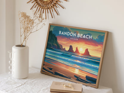 Bandon Beach Landscape Poster | Oregon Vacation Wall Art — 16x20 in