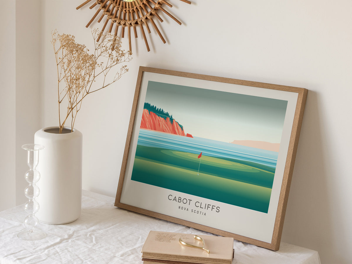 Cabot Cliffs Landscape Matte Border Poster | Nova Scotia Country Club Decor Links Poster — 16x20 in