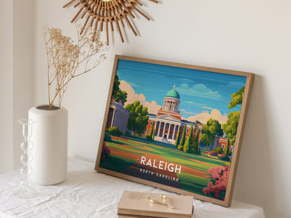 Raleigh Landscape Poster | North Carolina Oak City Framed or Unframed Wall Art — 16x20 in