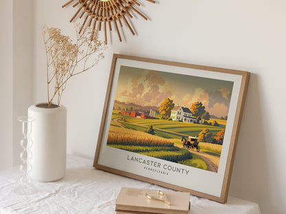Lancaster County Landscape Matte Border Poster | Pennsylvania Travel Gift Vacation Wall Art — 16x20 in