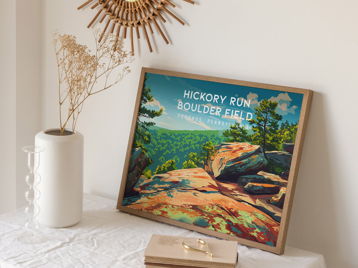 Hickory Run Boulder Field Landscape Poster | Poconos, Pennsylvania Destination Print Wall Art — 16x20 in