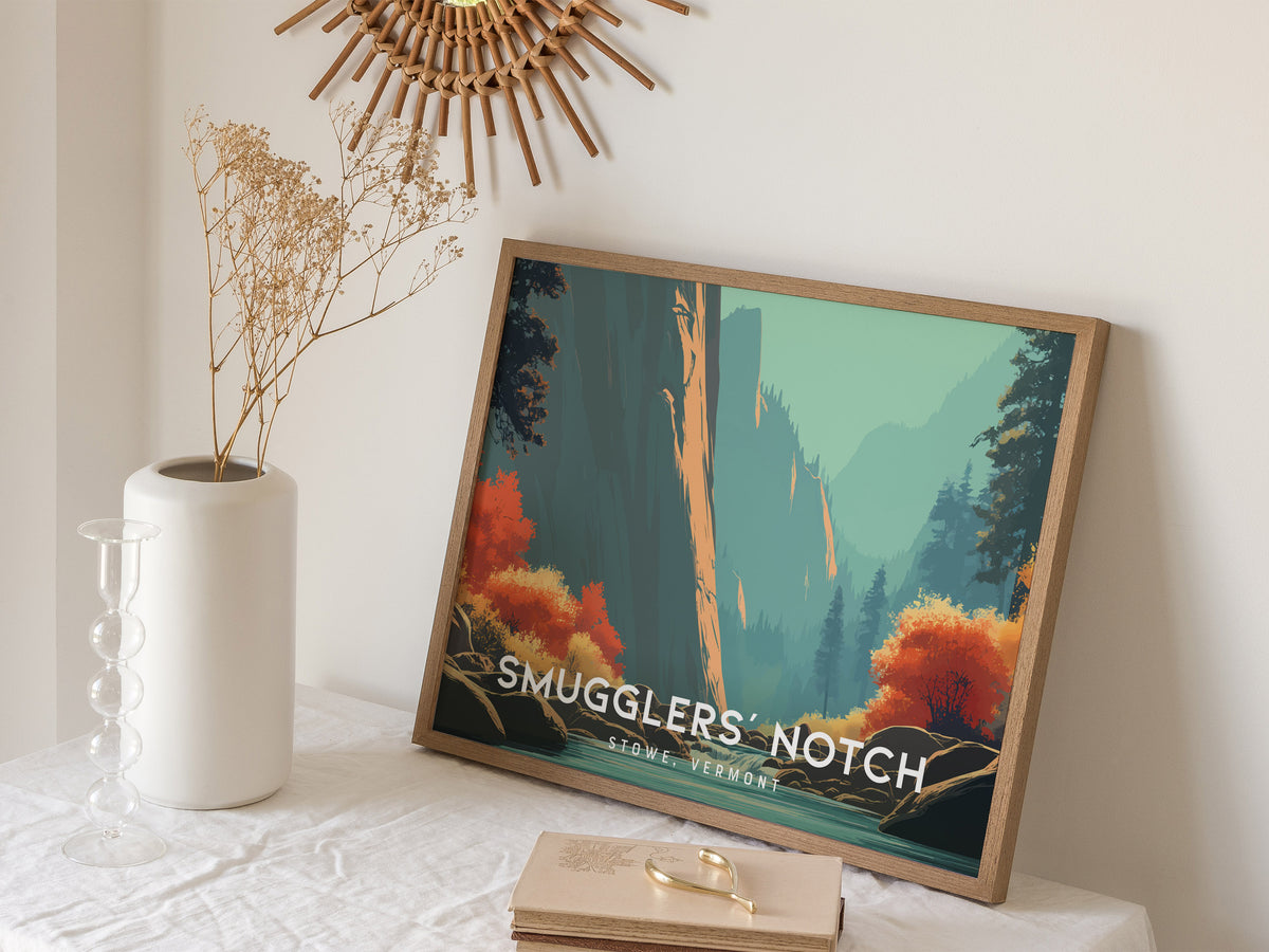 Smugglers' Notch Landscape Poster | Stowe, Vermont Vacation Wall Art — 16x20 in