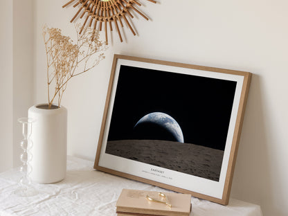 Earthset Landscape Poster | NASA Artemis II Lunar Flyby Space Photography Wall Art — 16x20 in