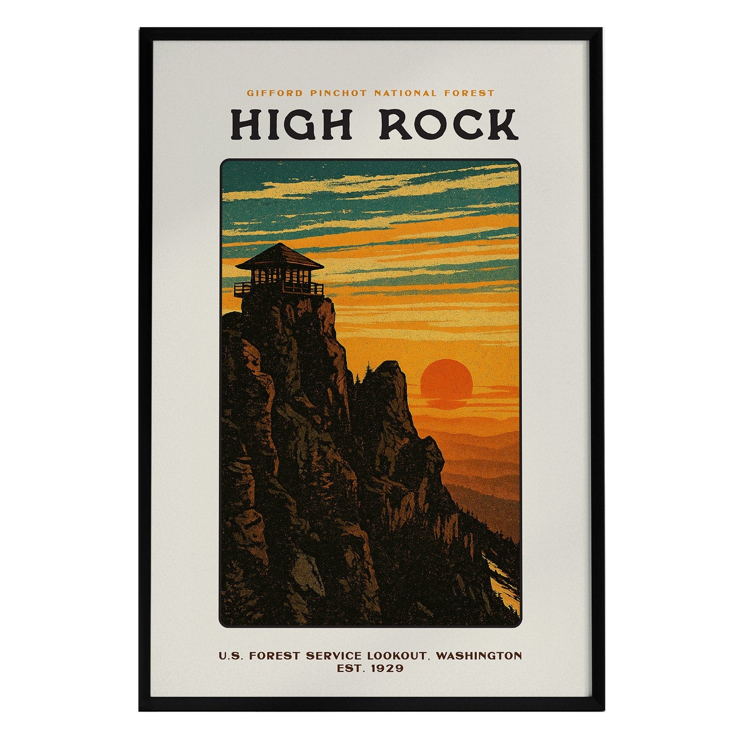 High Rock Lookout Vintage Poster | Gifford Pinchot Forest Wall Art