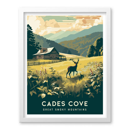 Cades Cove Poster | Great Smoky Mountains Travel Print Wall Art | Framed or Unframed