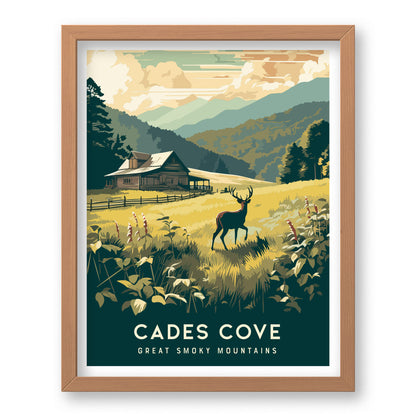 Cades Cove Poster | Great Smoky Mountains Travel Print Wall Art | Framed or Unframed