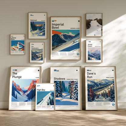 Ski Run Collection | Gallery Wall Set of 8 | Framed Gallery Set | Gallery Wall Kit