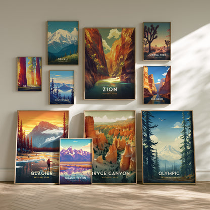 National Parks Gallery Wall | Pick 6 Symmetrical Framed or Unframed Set