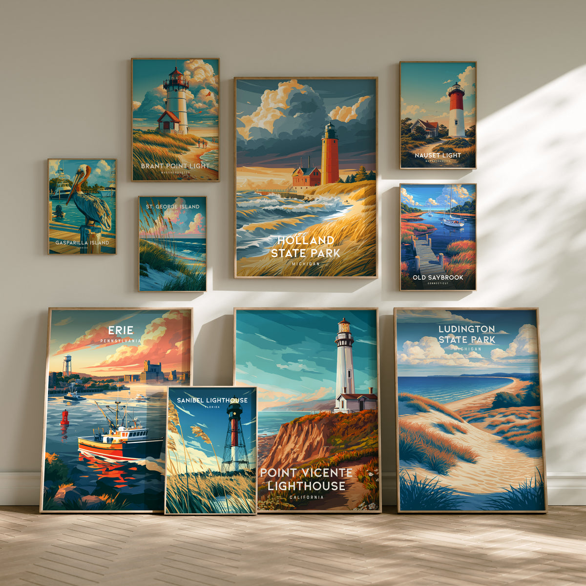 Lighthouses Collection | Gallery Wall Set of 4 | Matching Print Set | Wall Art Collection