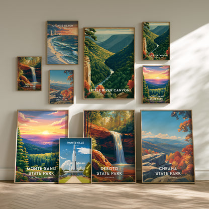 Alabama Travel Collection | Gallery Wall Set of 4 | Curated Gallery Wall | Pen & Ink