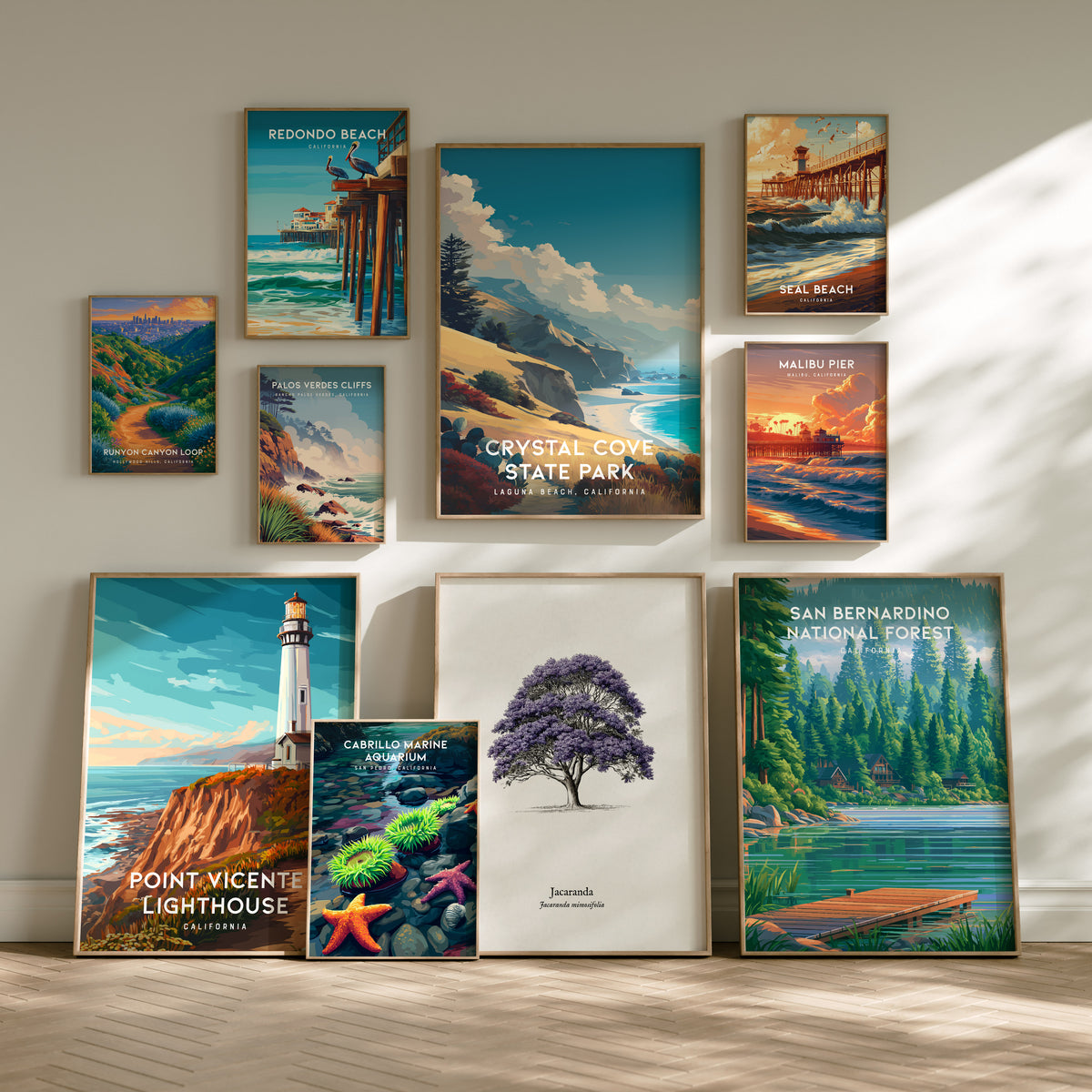 Los Angeles Travel Gallery Wall | Set of 5 | Curated Framed Art Set