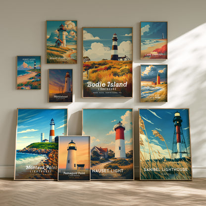 Lighthouses Collection | Gallery Wall Set of 6 | Ready to Hang Gallery Wall | Framed Wall Decor