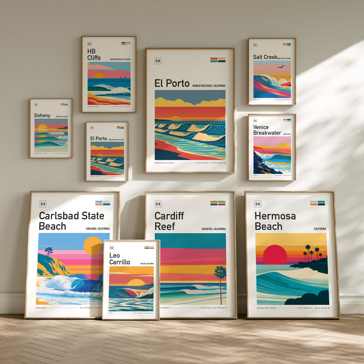 SoCal Surf Collection | Gallery Wall Set of 8 | Matching Print Set
