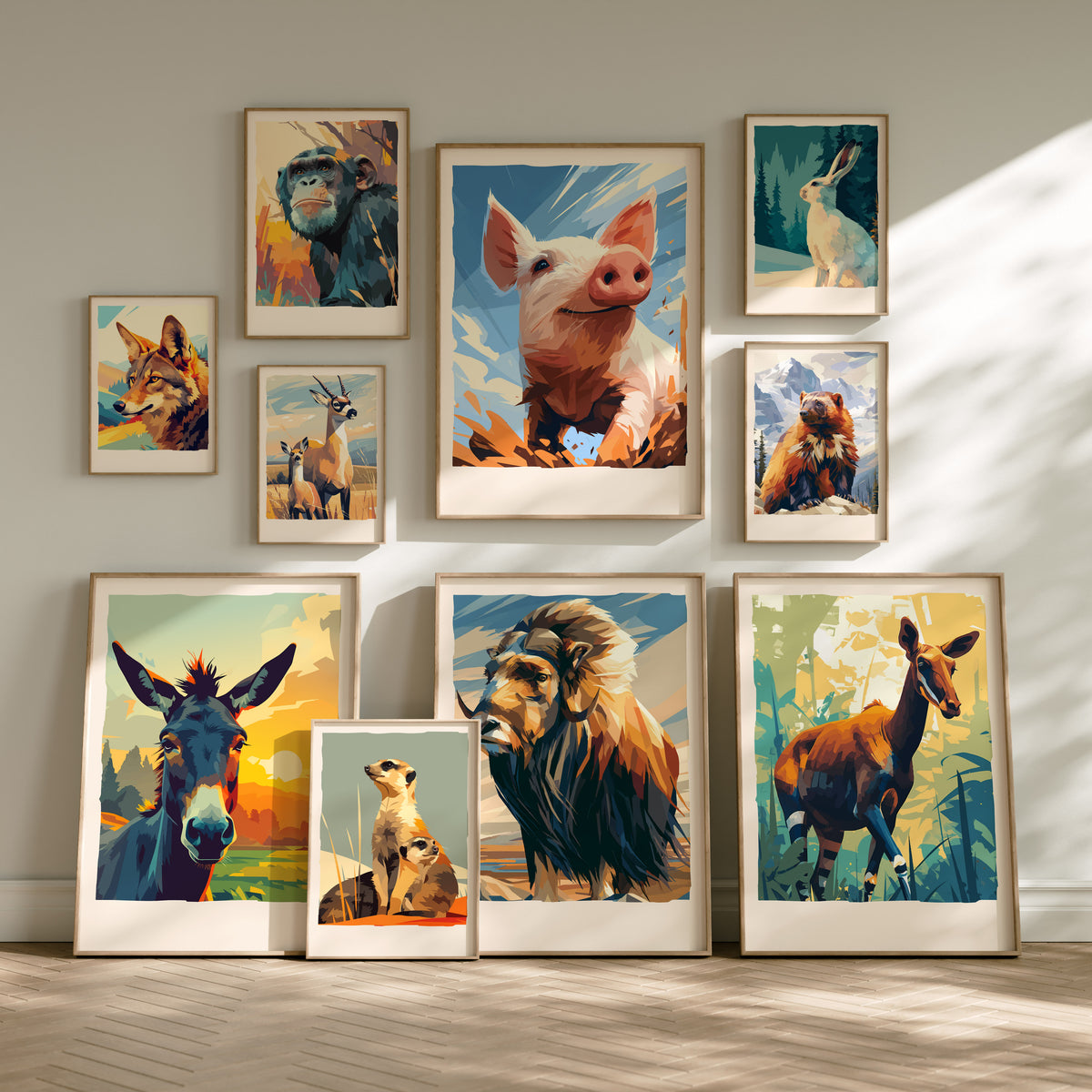 Wildlife Gallery Wall | Set of 4 | Wildlife Art Prints | Living Room Decor