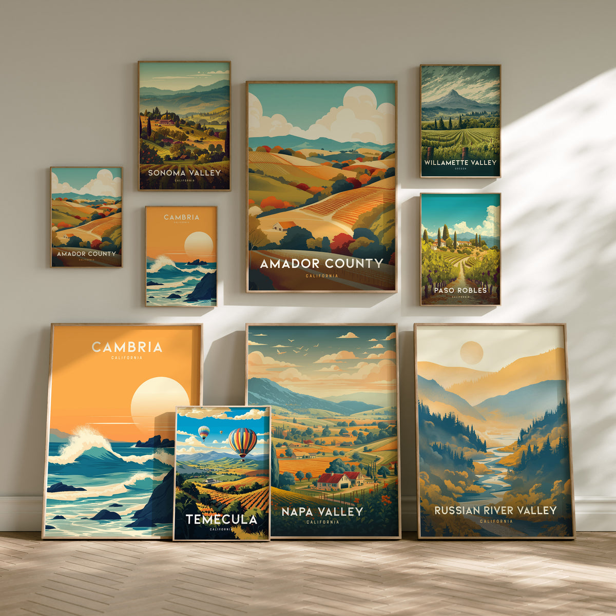 California Wine Country Gallery Wall | Napa Valley | Set of 3 Framed Prints