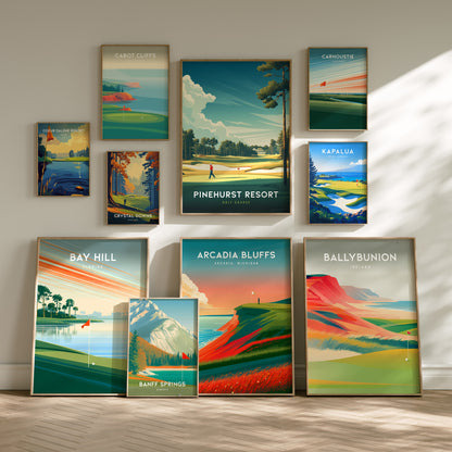 Golf Courses Gallery Wall | Kapalua, Augusta National & Chambers Bay | Set of 4 Framed Prints
