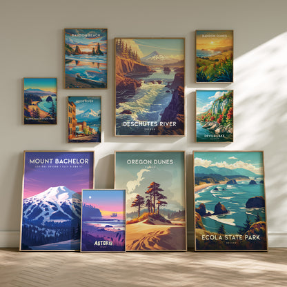 Oregon Gallery Wall | Willamette Valley & Silver Falls State Park | Set of 8 Framed Prints