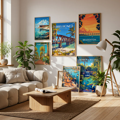 Florida Gallery Wall | Set of 5 | Art Print Set | Office Wall Art