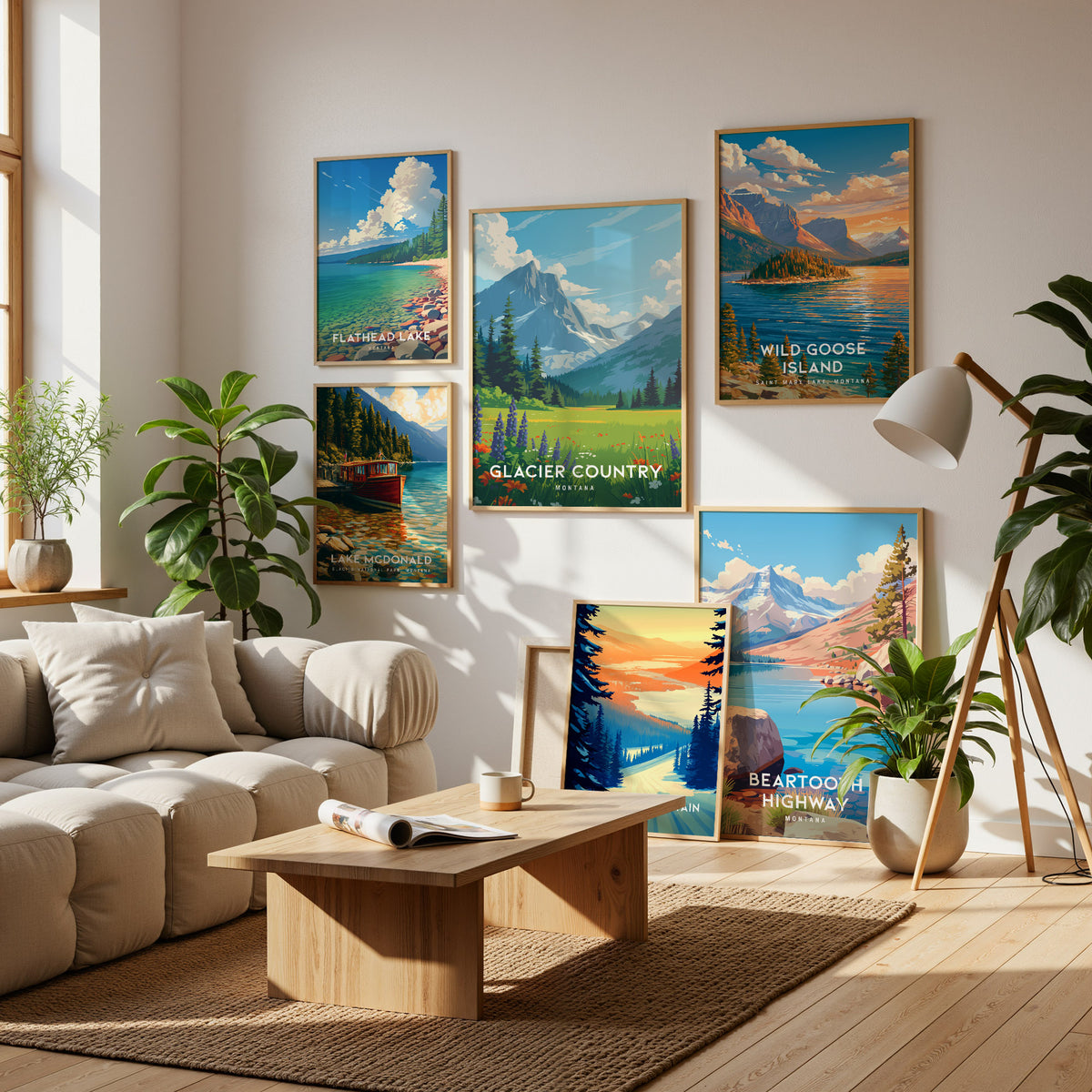 Montana Gallery Wall | Lone Peak & Hidden Lake Overlook | Set of 4 Matching Framed Prints