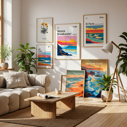 Los Angeles Travel Gallery Wall | Set of 4 | Framed Art Set | Curated Wall Decor