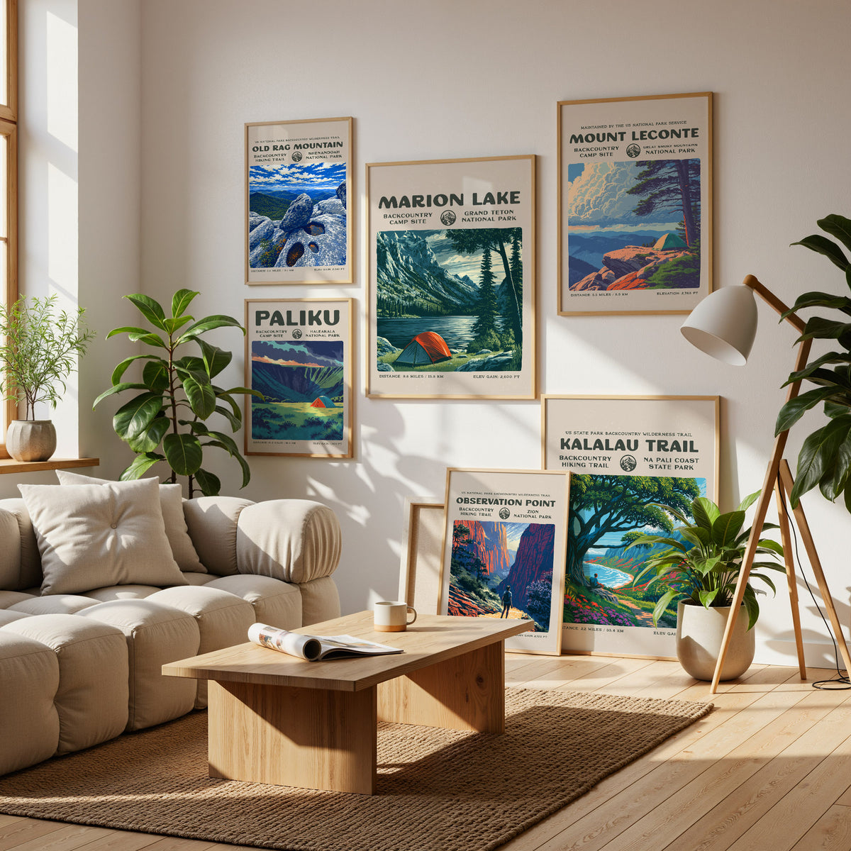 Mountain Peaks Trails Gallery Wall | Highline Trail & Inca Trail | Set of 4 Framed Trail Prints