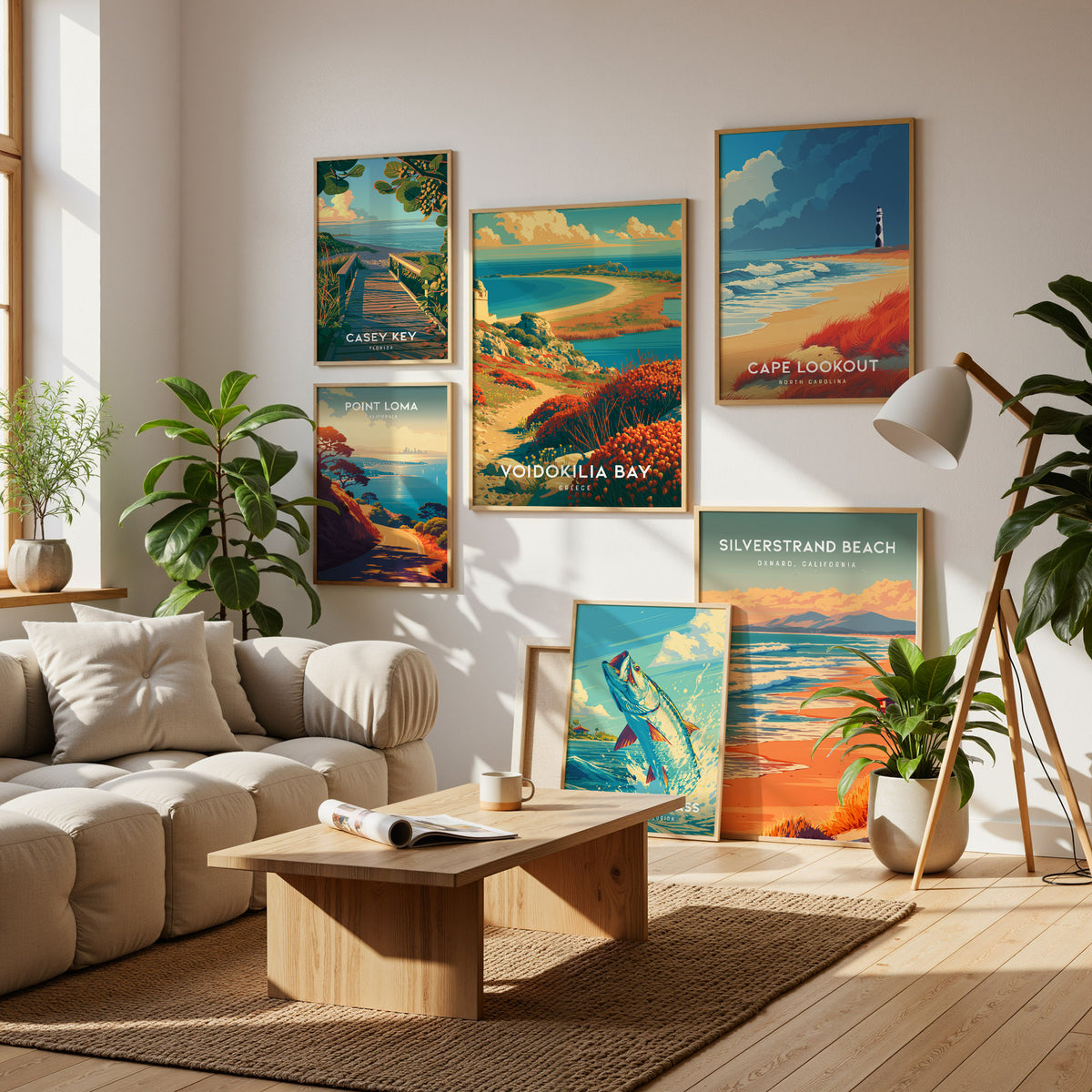 Beaches Collection Gallery Wall | Set of 8 | Framed Gallery Set | Coastal Wall Art Bundle