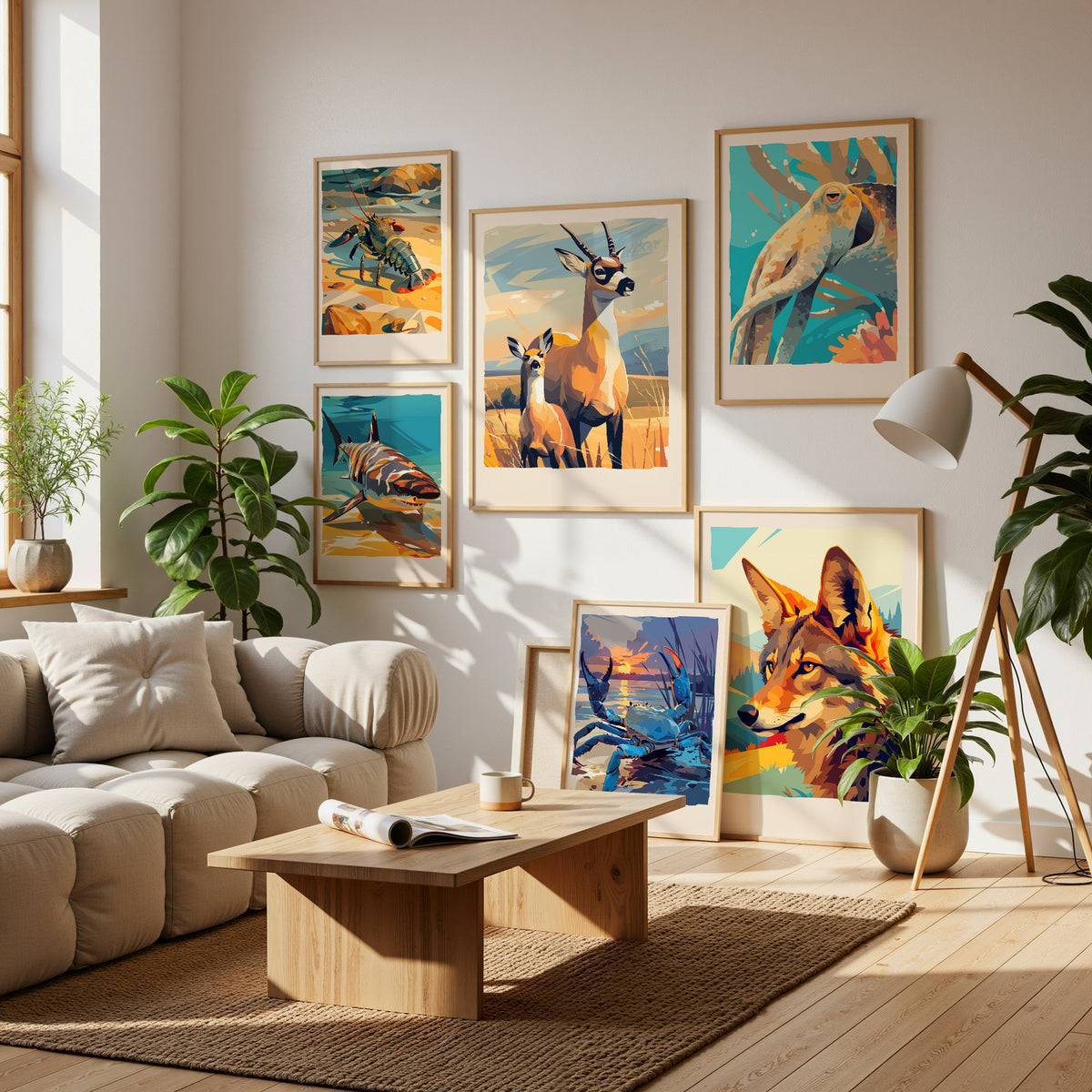 Wildlife Collection Gallery Wall | Set of 8 Framed Art Set | Curated Gallery Wall