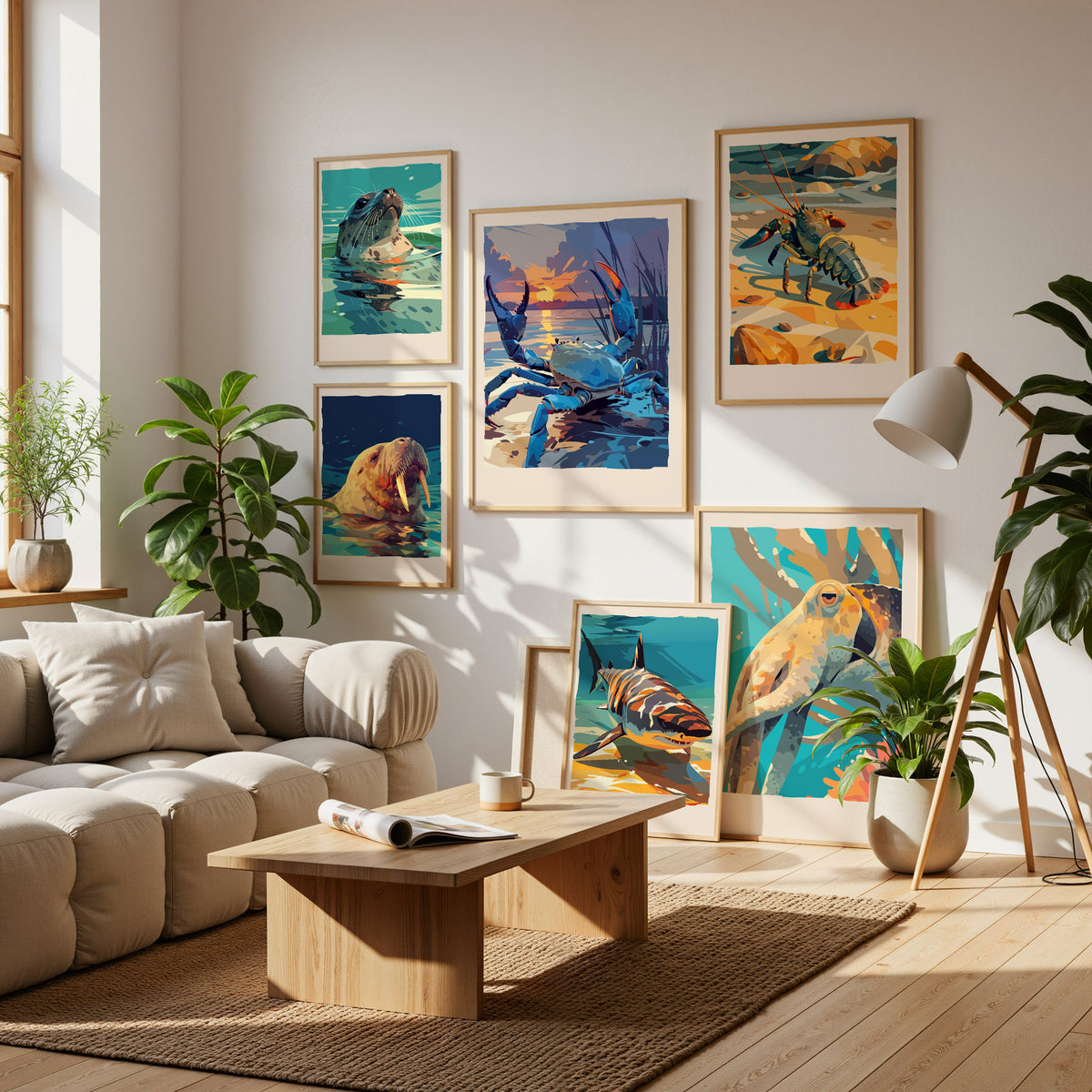 Wildlife Gallery Wall | Set of 5 | Wildlife Art Prints | Office Wall Art