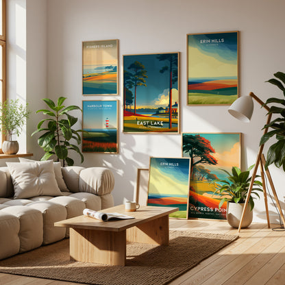 Golf Courses Gallery Wall | Augusta National & Chambers Bay | Set of 5 Framed Prints