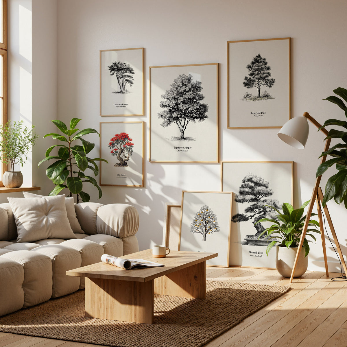 Trees Pen & Ink Gallery Wall | Jacaranda | Set of 6 Framed Prints