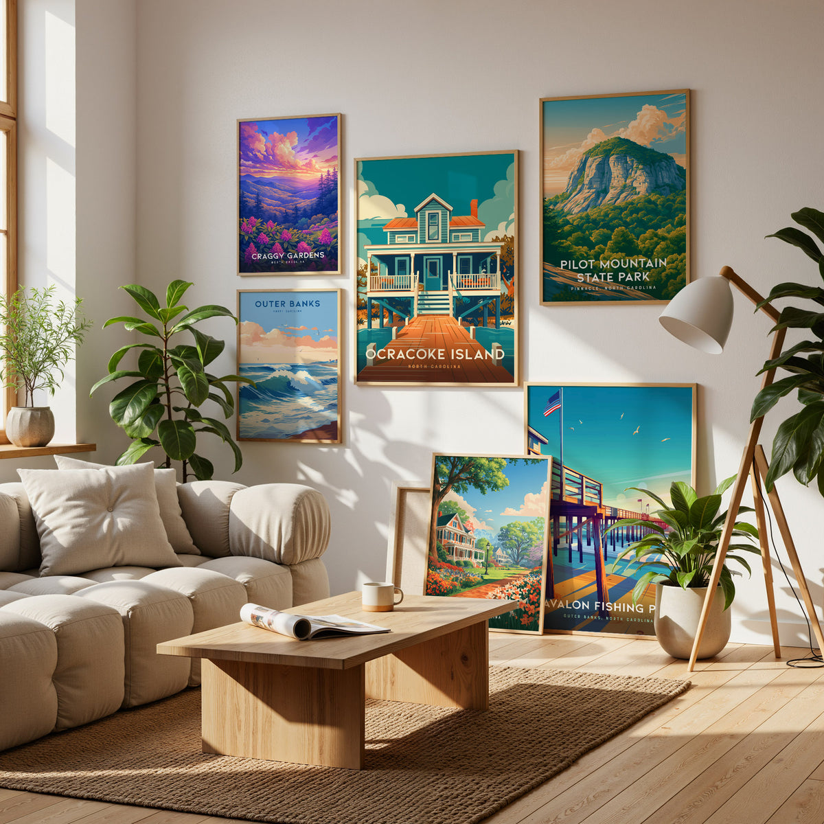 North Carolina Gallery Wall | Outer Banks, Roan Highlands & Asheville | Set of 3 Framed Prints