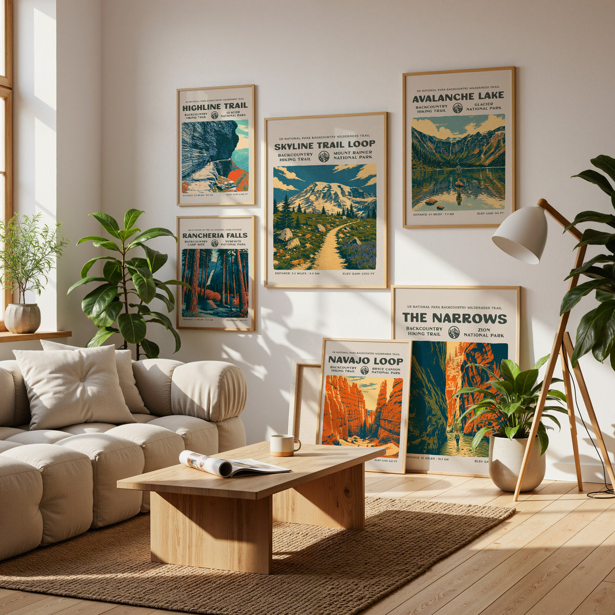Hiking Trails Collection | Gallery Wall Set of 6 | Ready to Hang Gallery Wall | Framed Wall Decor