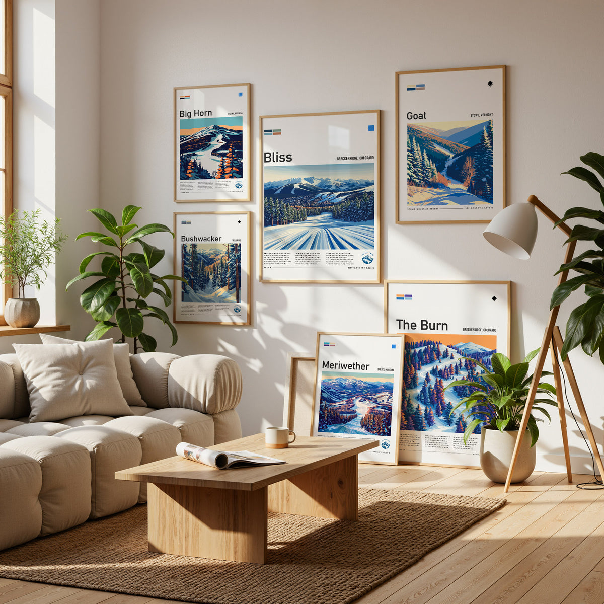 Ski Run Collection | Gallery Wall Set of 8 | Framed Gallery Set | Gallery Wall Kit